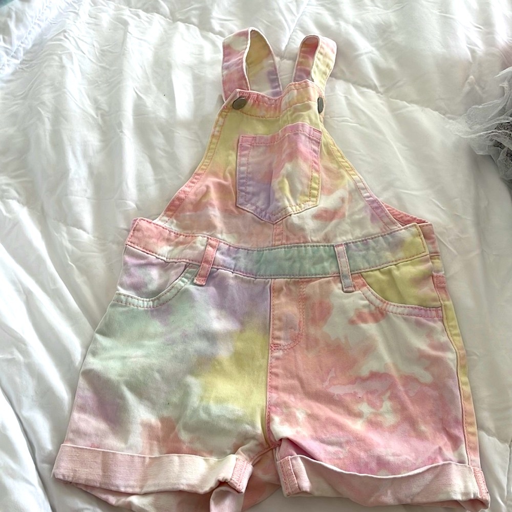 Baby And Toddler Girls Roll Cuff Tie Dye Shortalls
Color: SHELL